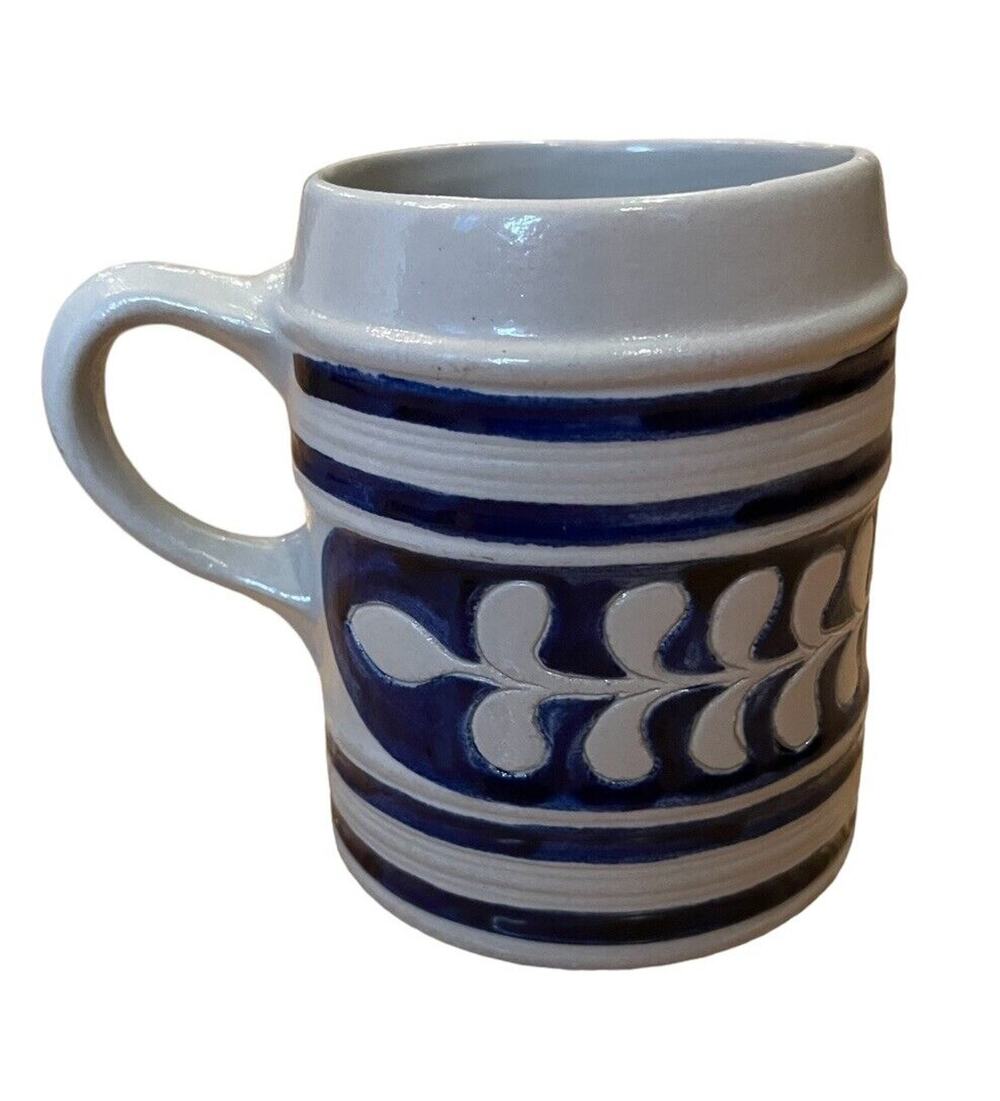 Colonial Williamsburg Salt Glazed Cobalt Blue Coffee Mug Tankard Stein 5.5”
